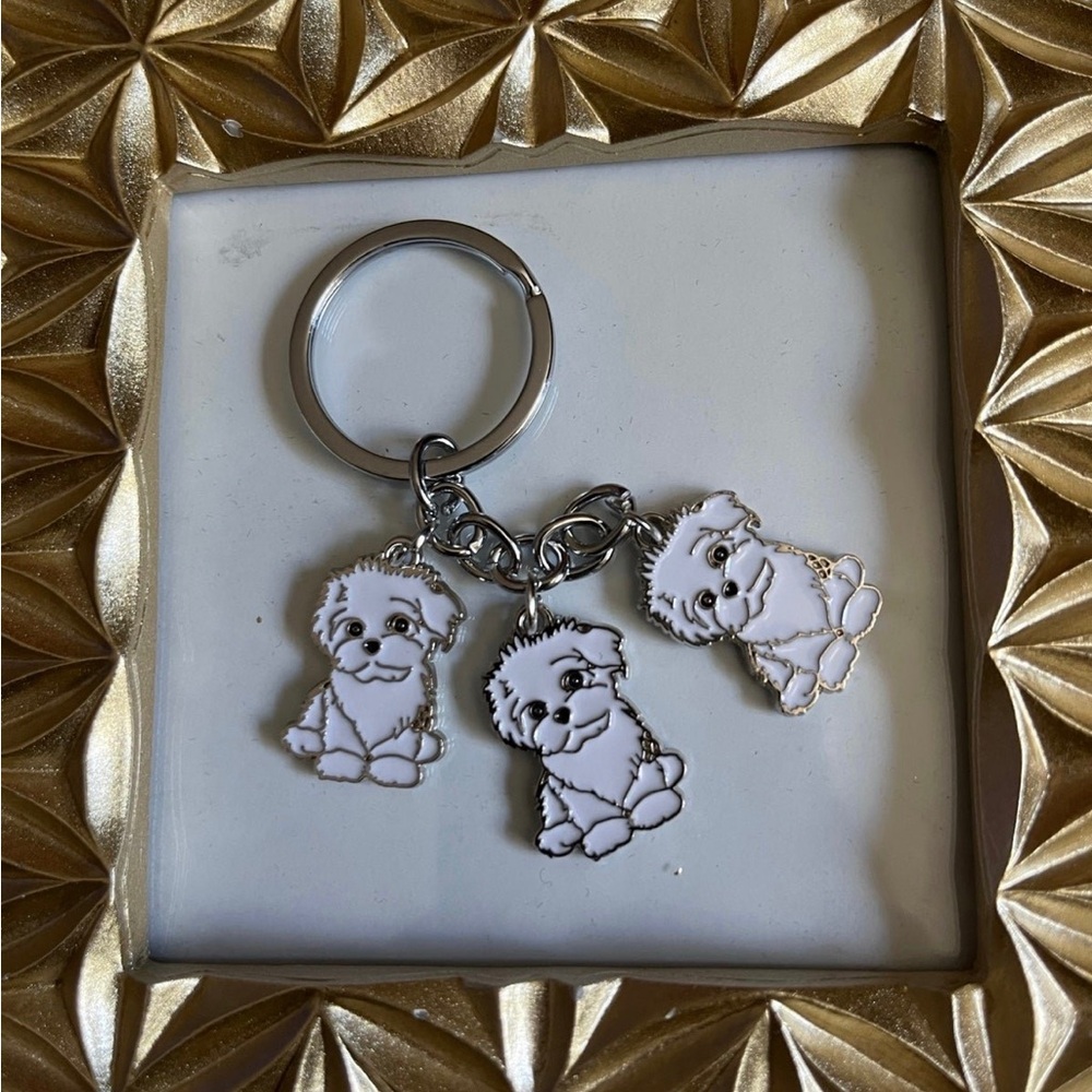 Maltese bichon frise keychain